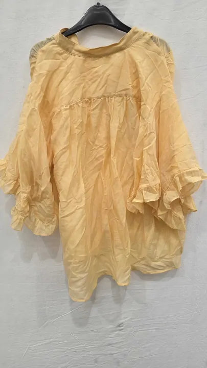 Iblues Yellow Ruffle Detail Blouse Size: Uk 8