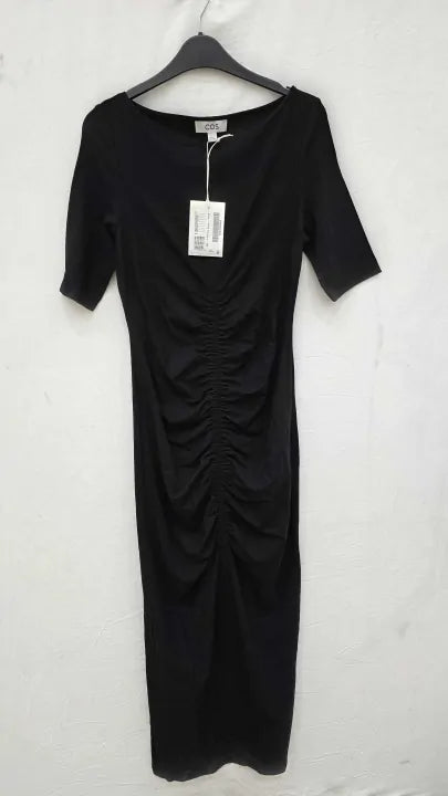 Cos - Black Porsha Ruched Dress Size: Xsmall