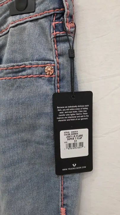 True Religion - Blue Joey Low Rise Flare Super T Jeans Size: 31
