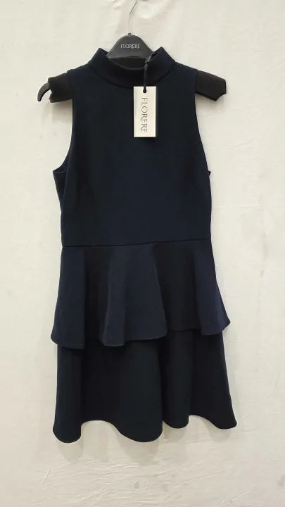Florere Black Peplum Sleeveless Mini Dress Size: Uk 10