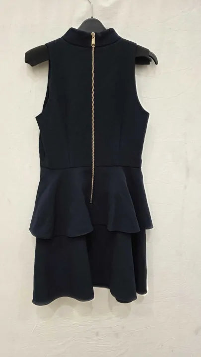 Florere Black Peplum Sleeveless Mini Dress Size: Uk 10