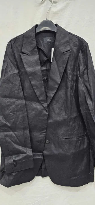 Superdry-w5010166a Black-10-black-black Hemp Blazer-black Size: Uk10