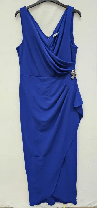 S.l. Fashions Women's Slimming Short Ruched Dress With Ruffle (Petite And Regular) Special Occasion Size: Uk12