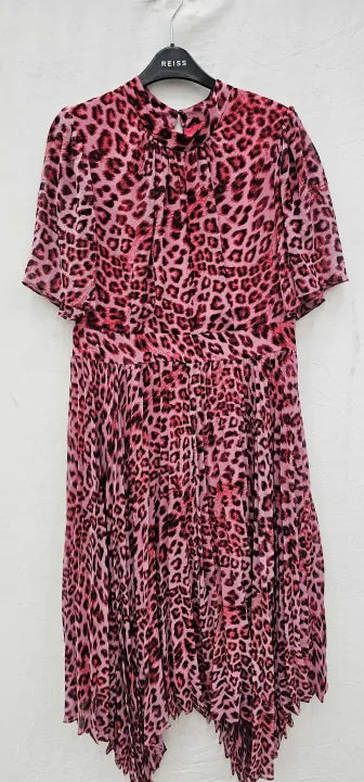 Whistles-004034531 Pink/multi-16-multi-pink Animal Print Midi Dress-multi Size: Uk16