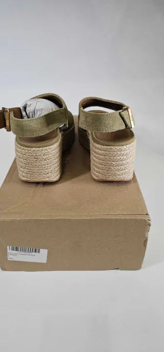 Platfforms Espadrille Suede Wedge Back-strap Size: Uk4