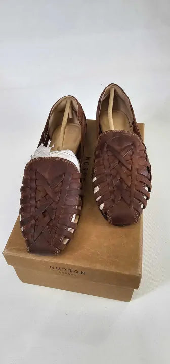Hudson - Women's Brown Raffi Leather Flat Shoes - Brown Size: Uk6