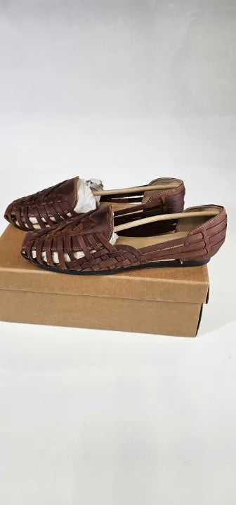 Hudson - Women's Brown Raffi Leather Flat Shoes - Brown Size: Uk6