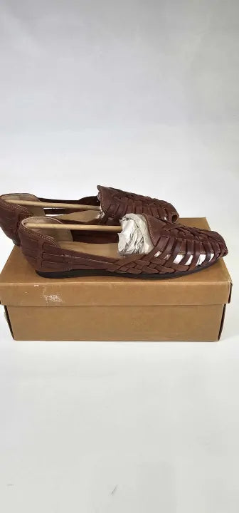 Hudson - Women's Brown Raffi Leather Flat Shoes - Brown Size: Uk6