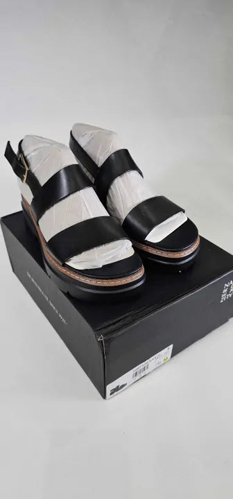 Naturalizer - Black Darry Sling Leather Platform Sandals - Black Size: Uk5