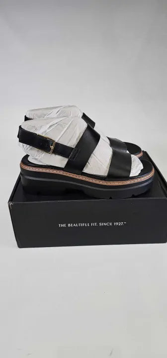 Naturalizer - Black Darry Sling Leather Platform Sandals - Black Size: Uk5