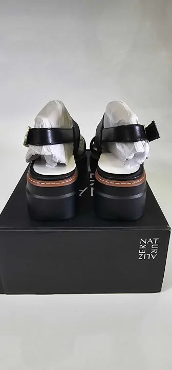 Naturalizer - Black Darry Sling Leather Platform Sandals - Black Size: Uk5