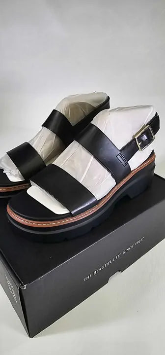 Naturalizer - Black Darry Sling Leather Platform Sandals - Black Size: Uk5