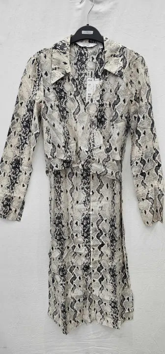 & Other Stories - Cream Snake Wrap Shirt Midi Dress - Beige Size: Uk8