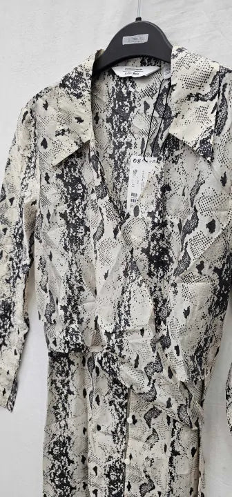 & Other Stories - Cream Snake Wrap Shirt Midi Dress - Beige Size: Uk8