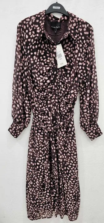 Phase Eight - Brown Libby Ruched Midi Dress - Pink Size: Uk16