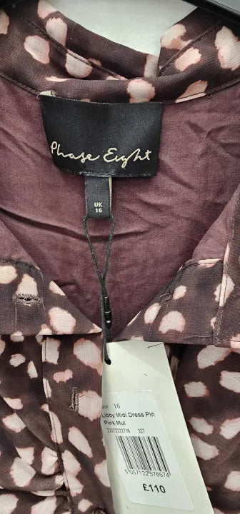 Phase Eight - Brown Libby Ruched Midi Dress - Pink Size: Uk16