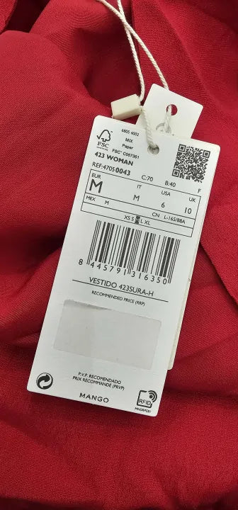 Mango - Lipstick Red Cross Dress - Red Size: M