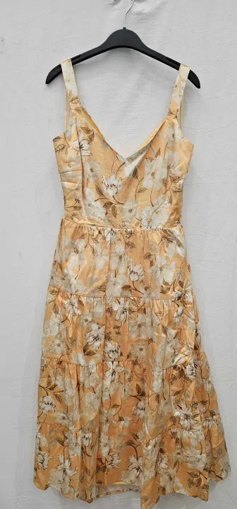 Phase Eight - Yellow Elaina Floral Printed Tiered Dress - Multi Size: Uk14