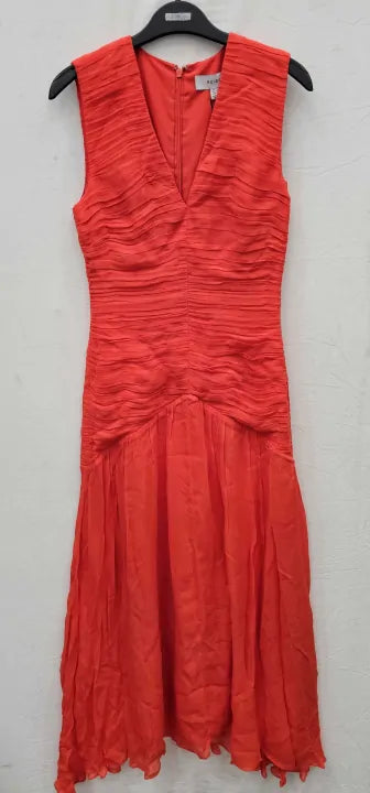 Reiss - Coral Saffy Ruched Midi Dress - Pink Size: Uk6