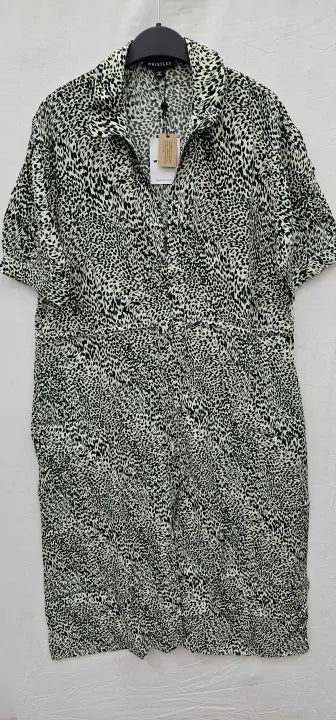 Whistles - Yellow V-neck Leopard Print Dress - Multi Size: Uk12