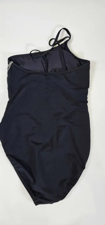 Jetset Double Strap One Shoulder One Piece - Black Size: Uk12