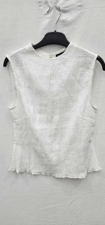 Whistles - White Plisse Sleeveless Top - Colour Of White Size: Uk8