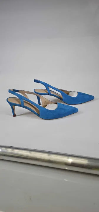 Hobbs London-0222 Pe10 002H070 Deep Jade Blue-6-blue-blue Cleo Slingback Suede Heels-blue Size: 39