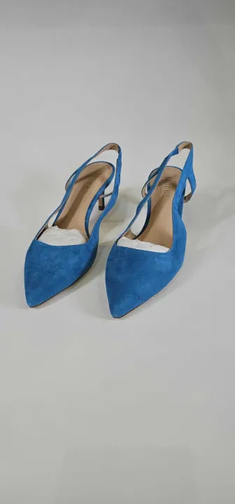 Hobbs London-0222 Pe10 002H070 Deep Jade Blue-6-blue-blue Cleo Slingback Suede Heels-blue Size: 39