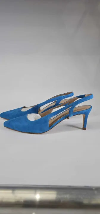 Hobbs London-0222 Pe10 002H070 Deep Jade Blue-6-blue-blue Cleo Slingback Suede Heels-blue Size: 39
