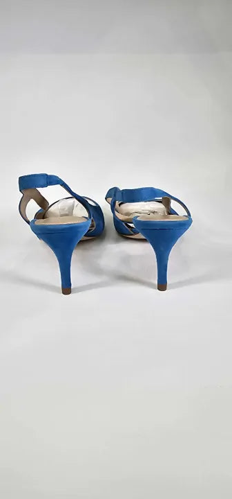 Hobbs London-0222 Pe10 002H070 Deep Jade Blue-6-blue-blue Cleo Slingback Suede Heels-blue Size: 39
