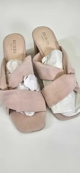 Hobbs London -Pink Rianna Suede Sandals Size: 40