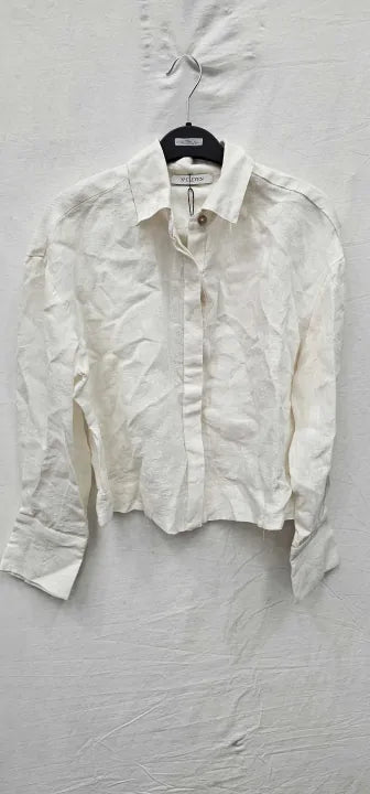 N°· Eleven - White Linen Boxy Shirt - White Size: Xs