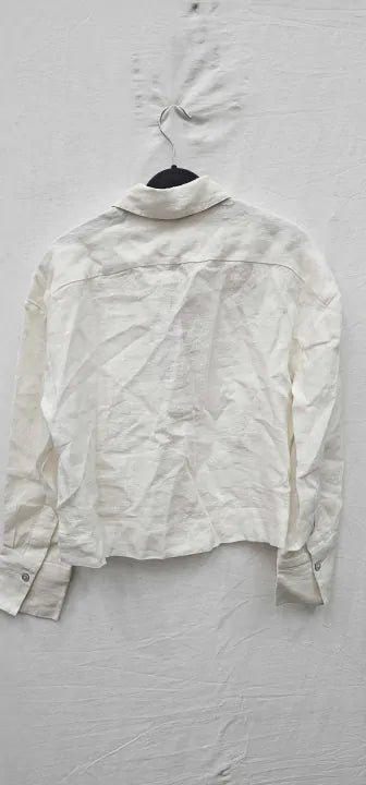 N°· Eleven - White Linen Boxy Shirt - White Size: Xs