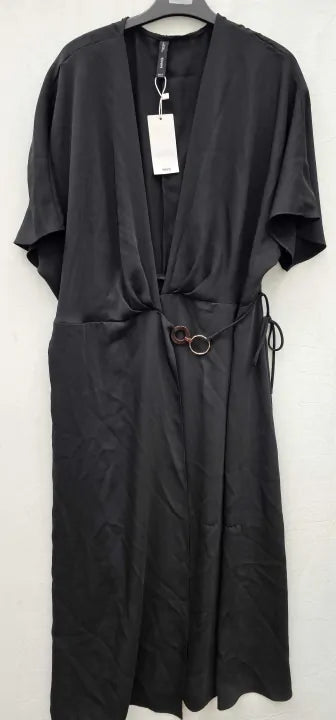 Mango - Black Wrap Dress - Black Size: Xl