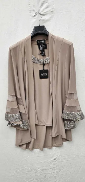 Joseph Ribkoff-241743-midnight Beige-14-blue-beigetwo Piece Blouse-beige Size: Uk12