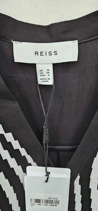 Reiss - Black Tia Check Flippy Mini Dress - Black Size: Uk10