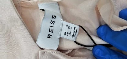 Reiss - Nude Andressa Short Sleeve Dress - Beige Size: Uk8