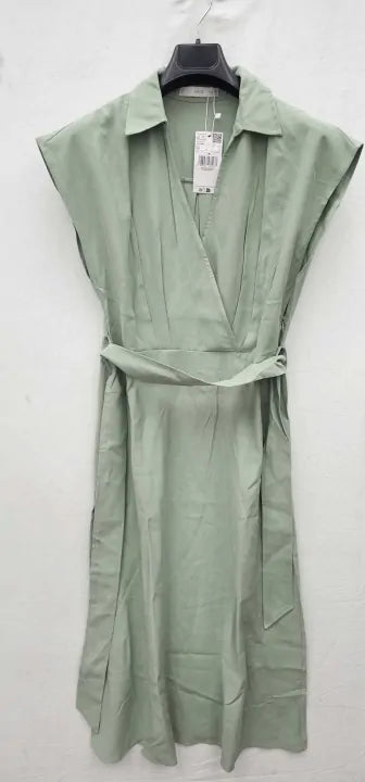 Mango - Mint Cap Sleeve Wrap Dress - Green Size: M
