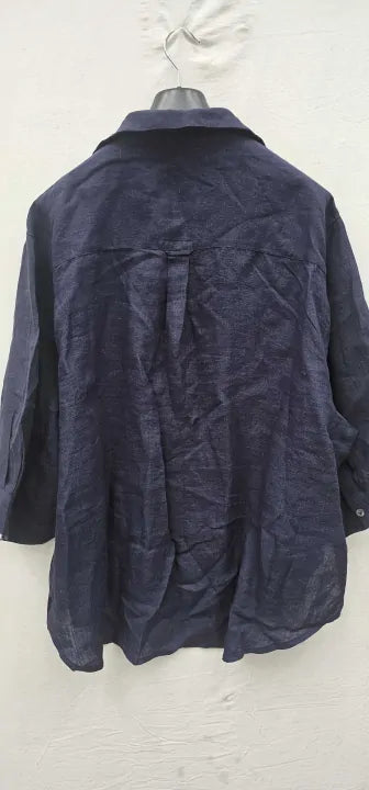 N°· Eleven Navy Linen Oversized Shirt Size: Xl