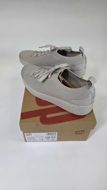 Fitflop - Silver Linging Knit Rally Trainers Size: Uk 4