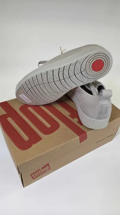 Fitflop - Silver Linging Knit Rally Trainers Size: Uk 4