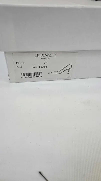 L K Bennett - Red Leather Floret Closed Court Heels Size: Uk 4