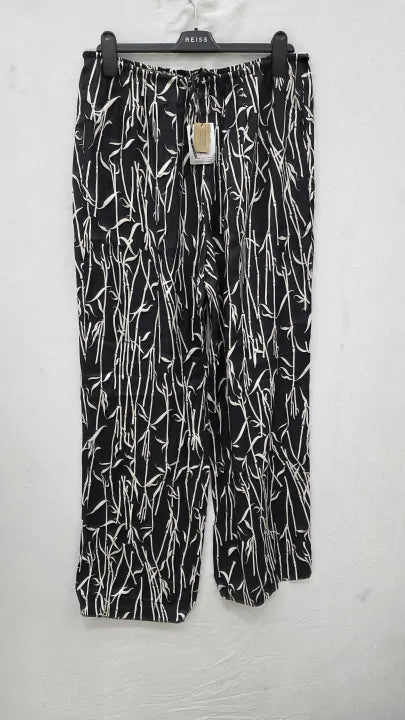 Whistles Black/ White Bamboo Shoots Print Trouser Size: Uk 14
