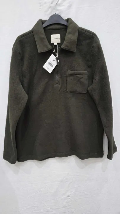 Beaufort & Blake Dark Khaki Glenmore Half Zip Fleece Size: Medium
