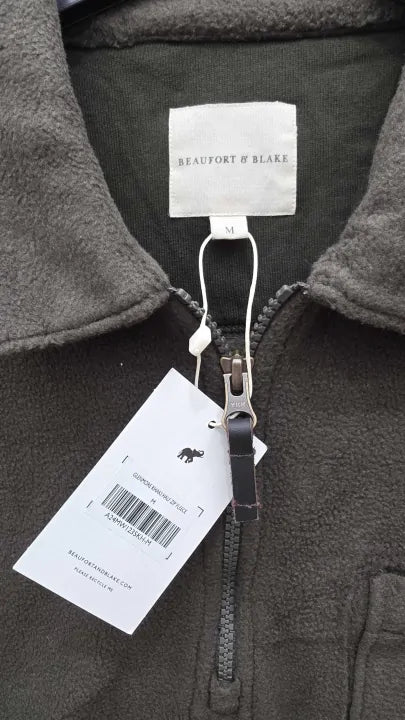 Beaufort & Blake Dark Khaki Glenmore Half Zip Fleece Size: Medium