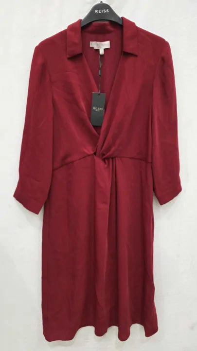Hobbs London - Red Malikah Midi Dress Size: Uk 12