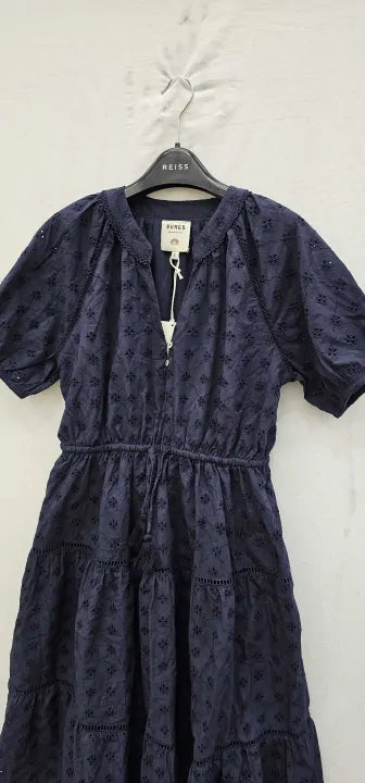 Burgs - Navy Brooks Cotton Dress - Navy Size: Uk12