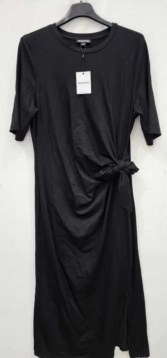 Whistles - Black Twist Front Jersey Dress - Black Size: L