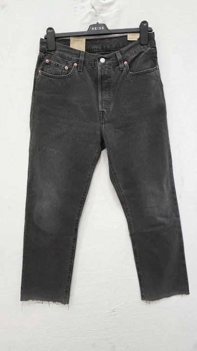 Levi's - Washed Black 501® Cropped Stretch Jeans Size: 26X28