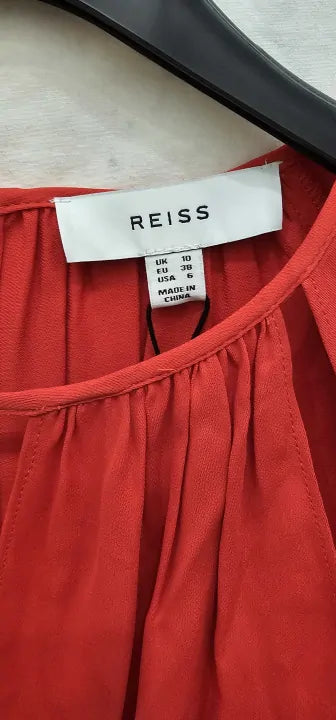Reiss - Red Luella Colour Block Midi Dress - Red Size: Uk 10